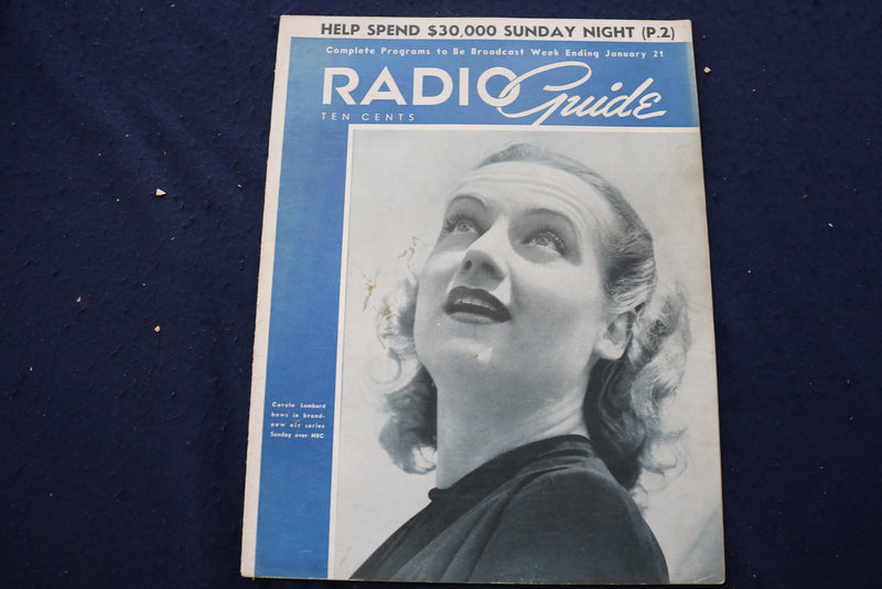 1939 JANAURY 21 RADIO GUIDE MAGAZINE - CAROLE LOMBARD COVER - E 9220
