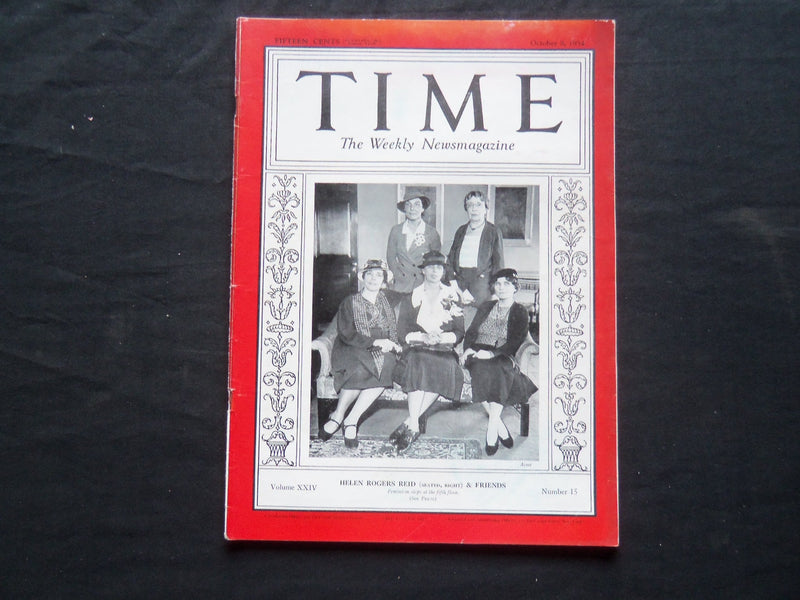 1934 OCTOBER 8 TIME MAGAZINE - HELEN ROGERS REID & FRIENDS - T 438