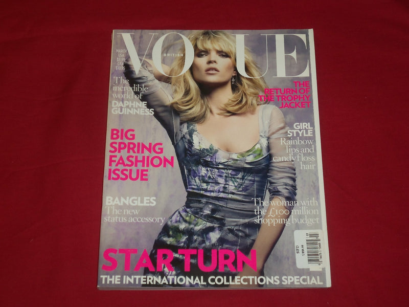 2008 MARCH VOGUE BRITISH MAGAZINE - KATE MOSS COVER - HIGH FASHION - RC 252