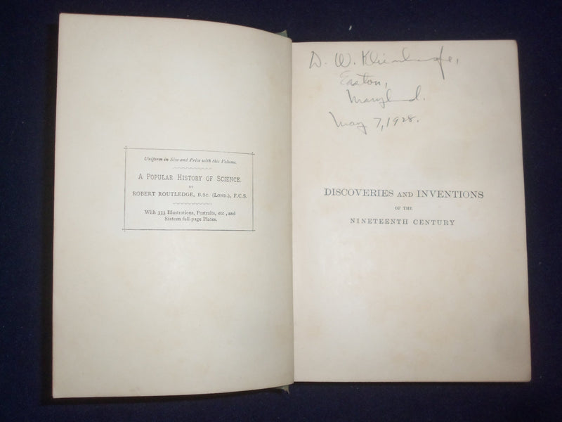 1891 DISCOVERIES AND INVENTIONS OF THE 19TH C. HARDCOVER BOOK-ROUTLEDGE- KD 9031