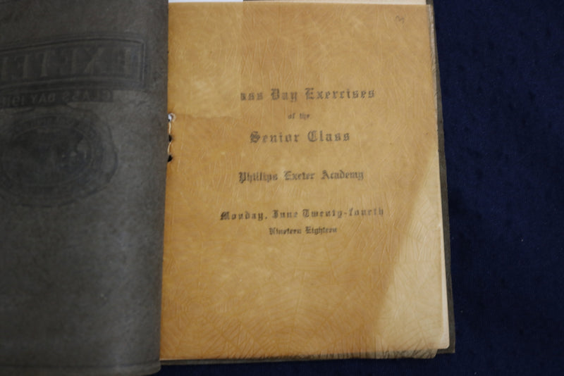 1918 PHILIPS EXETER ACADEMY CLASS DAY EXERCISES SOFTCOVER BOOK - K 1349
