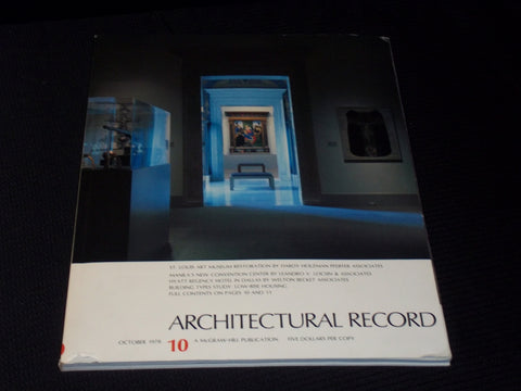 1978 OCTOBER ARCHITECTURAL RECORD MAGAZINE - ST LOUIS ART MUSEUM COVER - E 4184