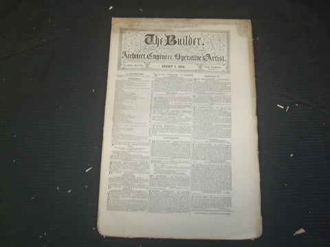 1865 AUGUST 5 THE BUILDER ARCHITECT MAGAZINE - ILLUSTRATIONS - ST 415Z