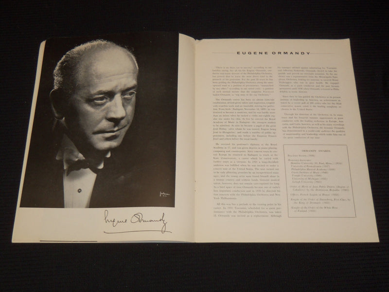 1956 PHILADELPHIA ORCHESTRA PROGRAM - ORMANDY - J 9517