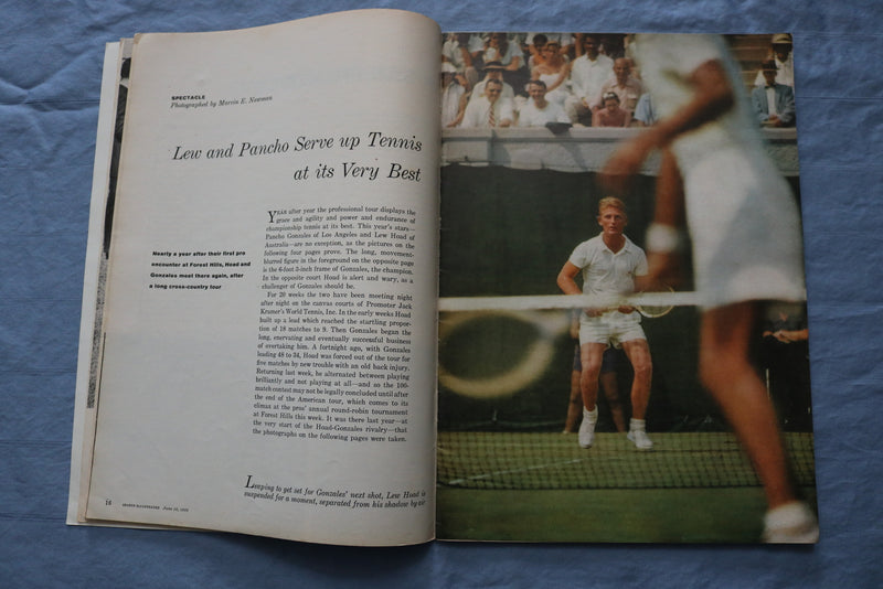 1958 JUNE 16 SPORTS ILLUSTRATED MAGAZINE - HOAD VS. GONZALES COVER - ST 5506G