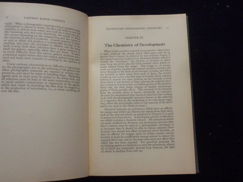 1929 ELEMENTARY PHOTOGRAPHIC CHEMISTRY HARDCOVER BOOK - KODAK COMPANY - KD 8322