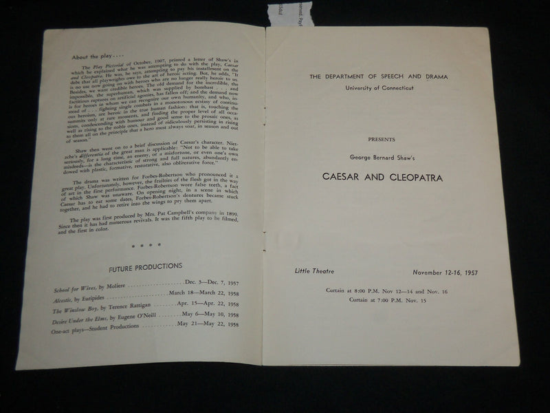 1957-1961 UNIVERSITY OF CONNECTICUT THEATRE PROGRAM LOT OF 4 - ALCESTIS - J 6756