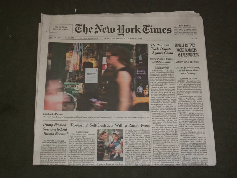2018 MAY 30 NEW YORK TIMES - TRUMP PRESSED SESSIONS TO END RUSSIA RECUSAL