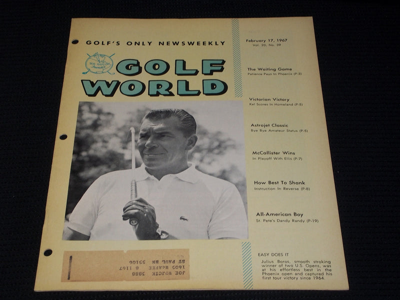 1967 FEBRUARY 17 GOLF WORLD MAGAZINE - JULIUS BOROS FRONT COVER - E 7213