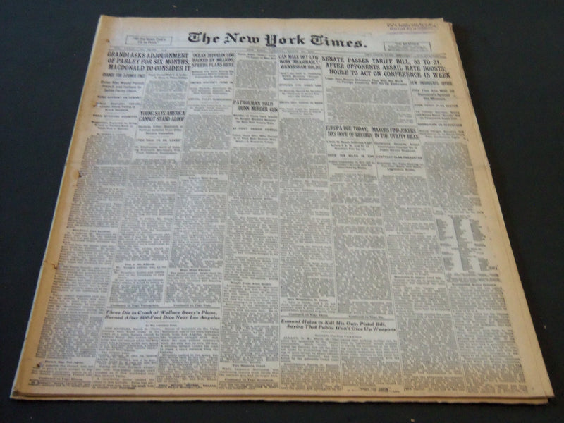 1930 MARCH 25 NEW YORK TIMES - GRANDI ASKS ADJOURNAMENT OF PARLY - NT 5669