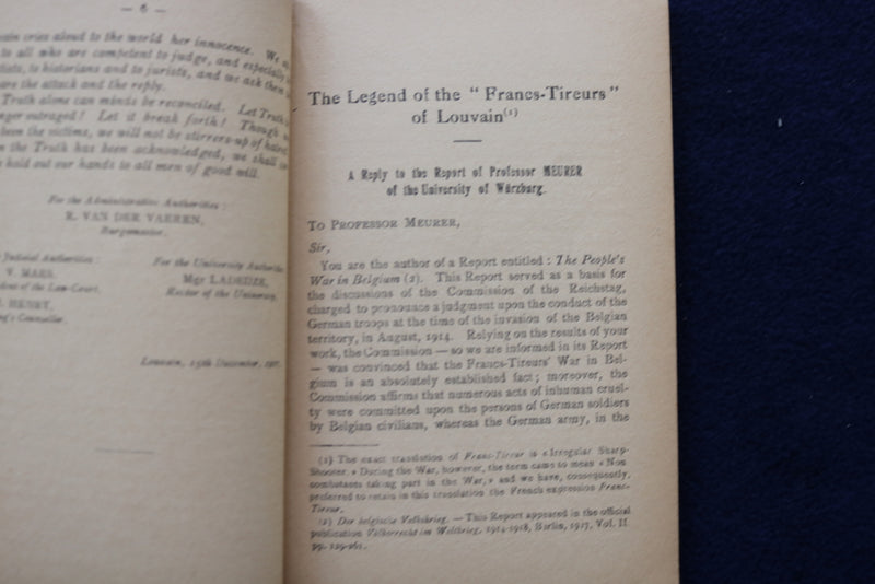 1928 THE LEGEND OF THE FRANCS-TIREURS OF LOUVAIN BY MAYENCE - SOFTCOVER - K 1551