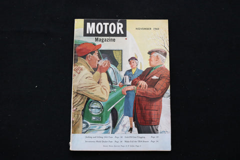 1960 NOVEMBER MOTOR MAGAZINE - WOMAN BRINGING TEA TO MECHANIC COVER - E 10400