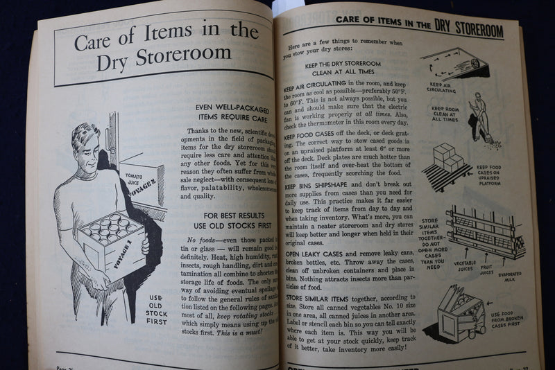 1945 HOW TO STOW AND TAKE CARE OF FOOD ON SHIPBOARD SOFTCOVER BOOK - K 967