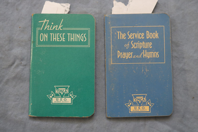1941-1943 YMCA USO SERVICE BOOKS - LOT OF 2 - THINK - SCRIPTURE - K 735