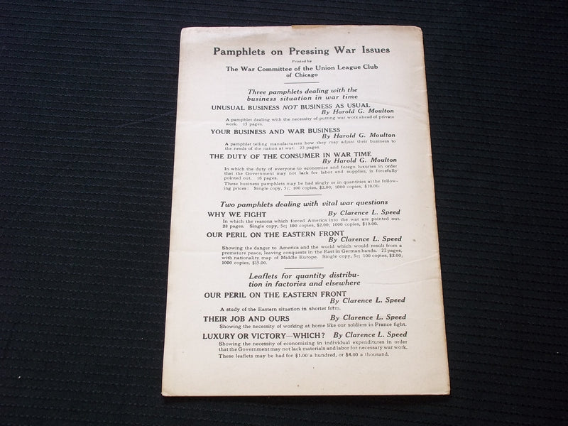 1918 THE BASES OF LASTING PEACE SOFTCOVER BOOK BY PRESIDENT WILSON - J 7152