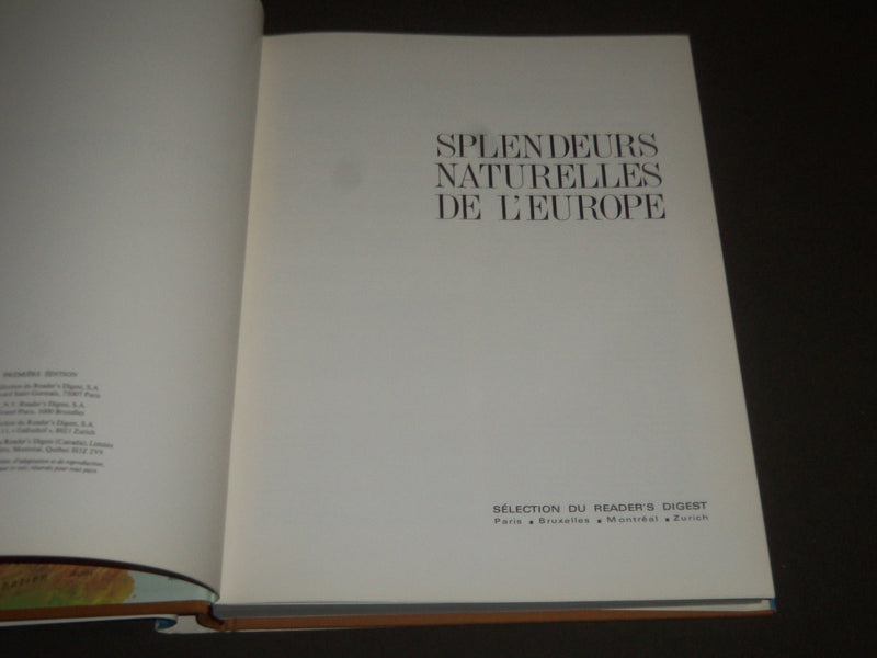 1975 SPLENDEURS NATURELLES DE L'EUROPE FIRST EDITION BOOK - FRENCH - I 952