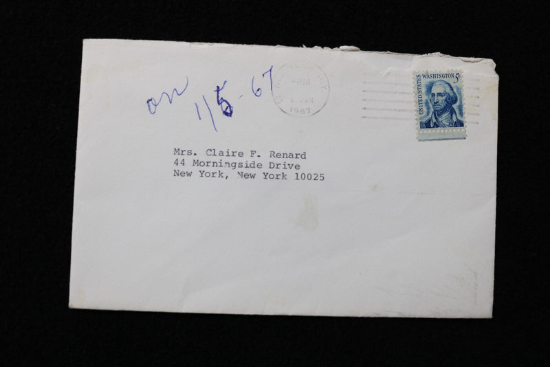 1967 JAN 4 MRS. JOHN V. (MARY) LINDSAY THANK YOU LETTER AND ENVELOPE - K 2761