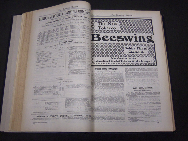 1902 SATURDAY REVIEW 2 BOUND VOLUMES - COMPLETE YR- PUBLISHED IN LONDON - R 1088