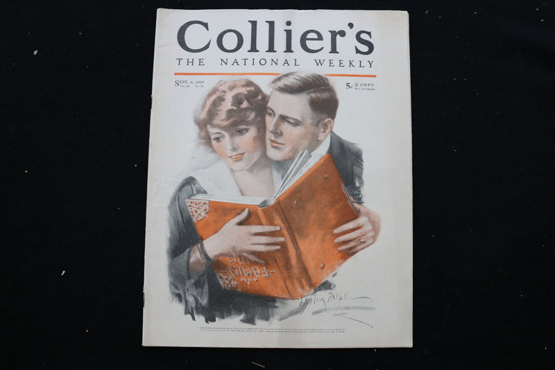 1919 SEPTEMBER 6 COLLIER'S MAGAZINE - A WOMAN, MAN & BOOK COVER - E 10960