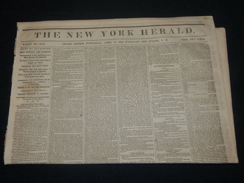 1854 APRIL 12 NEW YORK HERALD NEWSPAPER - THE TEMPEST - LEGISLATURE - NP 4891