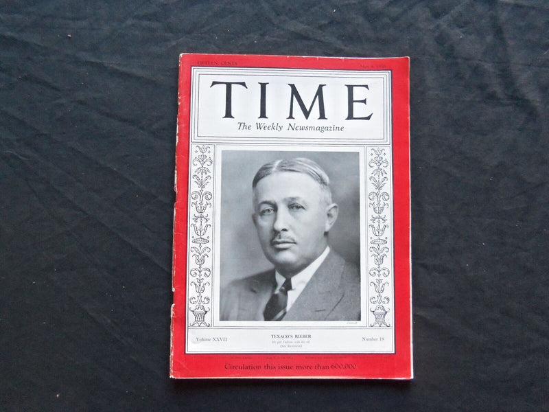1936 MAY 4 TIME MAGAZINE - TORKILD RIEBER - T 514