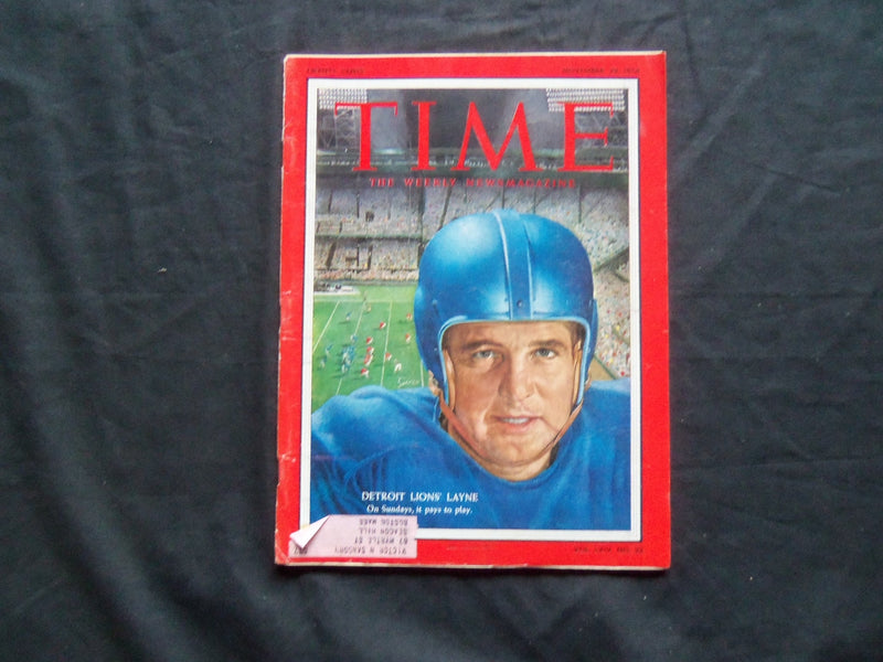 1954 NOVEMBER 29 TIME MAGAZINE - DETROIT LIONS' BOBBY LAYNE - T 1462