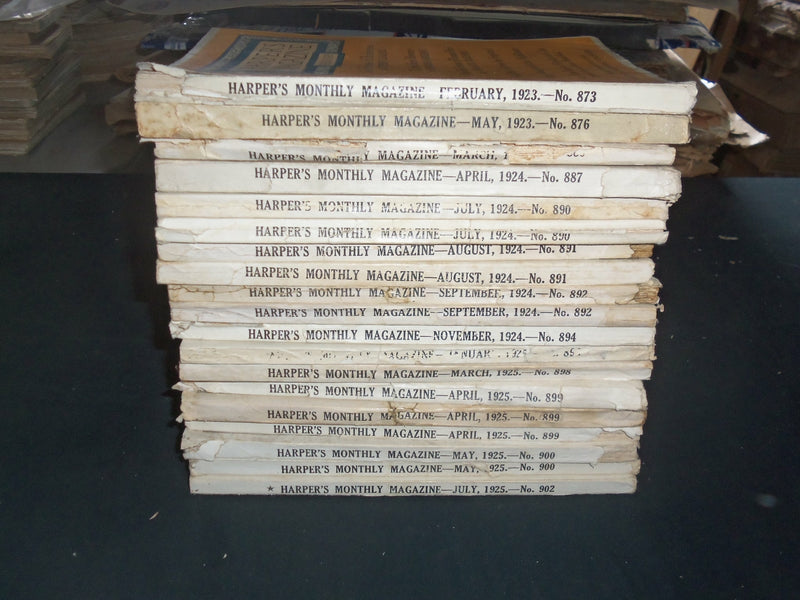 1923-25 HARPER'S MONTHLY MAGAZINE-LOT 19 ISSUES-NICE ILLUSTRATIONS & ADS-WR 102C
