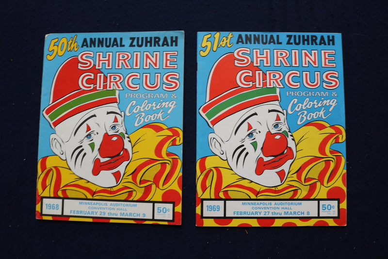 1968-1971 ANNUAL ZUHRAH CIRCUS PROGRAMS & COLORING BOOKS - LOT OF 8 - O 3643