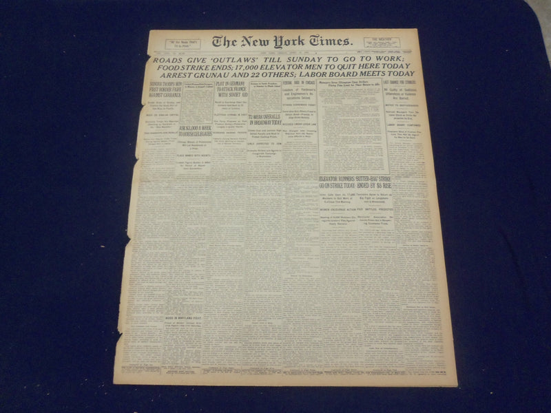 1920 APRIL 16 NEW YORK TIMES - RAILROADS GIVE 