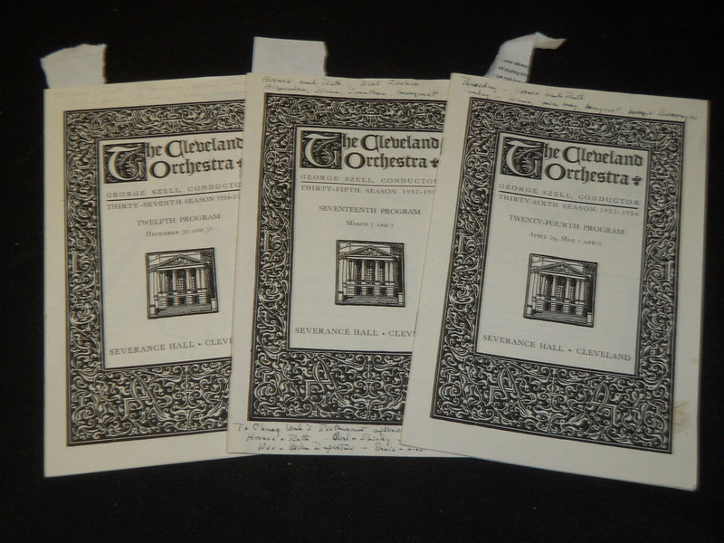 1953-1954 THE CLEVELAND ORCHESTRA PROGRAM LOT OF 3 - SIGNED - SENOFSKY - J 5344