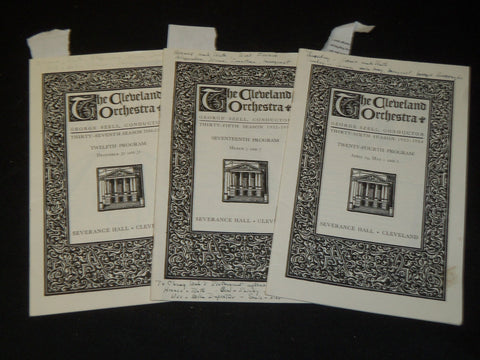 1953-1954 THE CLEVELAND ORCHESTRA PROGRAM LOT OF 3 - SIGNED - SENOFSKY - J 5344