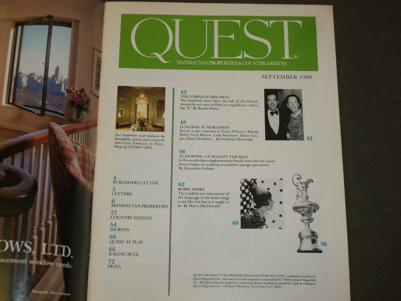 1989 SEPTEMBER QUEST MAGAZINE - KENNETH JAY LANE - B 5056