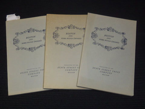 1938 BOSTON AND SOME NOTED EMIGRES LOT OF 3 - STATE STREET TRUST COMPANY- K 2120