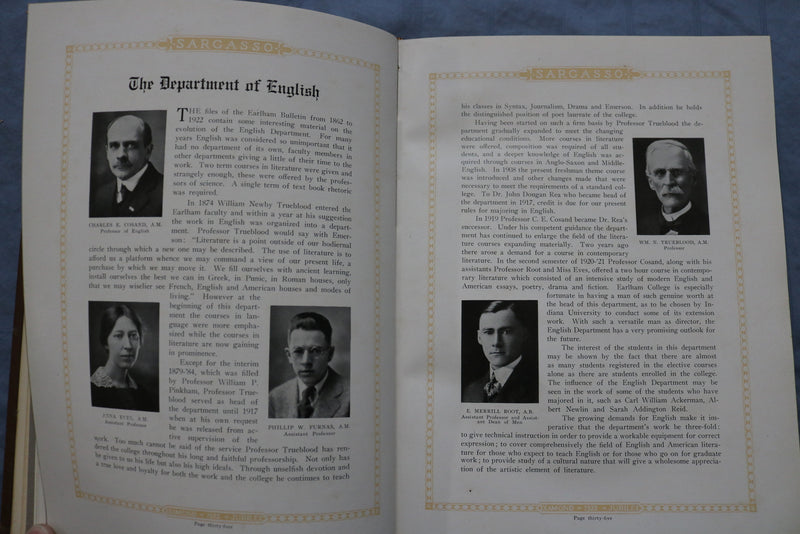 1922 THE SARGASSO EARLHAM COLLEGE YEARBOOK - RICHMOND, INDIANA - YB 3424