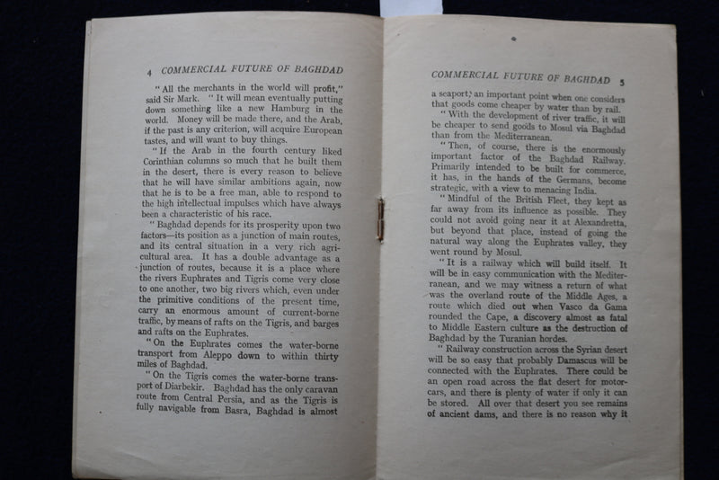 1917 THE COMMERCIAL FUTURE OF BAGHDAD - SOFTCOVER BOOKLET - K 1552