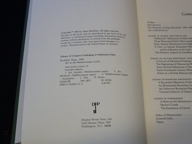 1983 ART OF THE MEDITERRANEAN WORLD BOOK BY HUGO BUCHTHAL - KD 7897