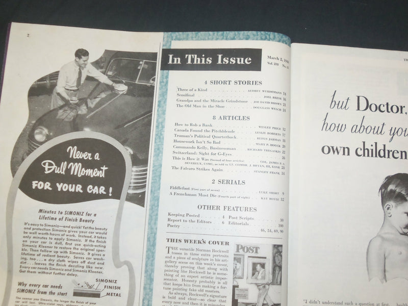 1946 MAR 2 THE SATURDAY EVENING POST MAGAZINE - NORMAN ROCKWELL COVER- SP 2484I