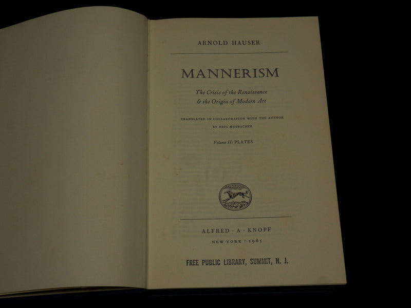 1965 MANNERISM HARDCOVER BOOK BY ARNOLD HAUSER - VOLUME 2 - PLATES - KD 7311