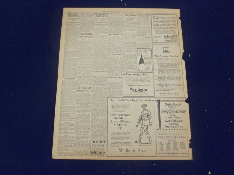 1918 APRIL 29 NEW YORK TIMES - FOCH CONTENT HOLDS BACK COUNTERBLOW - NT 8213