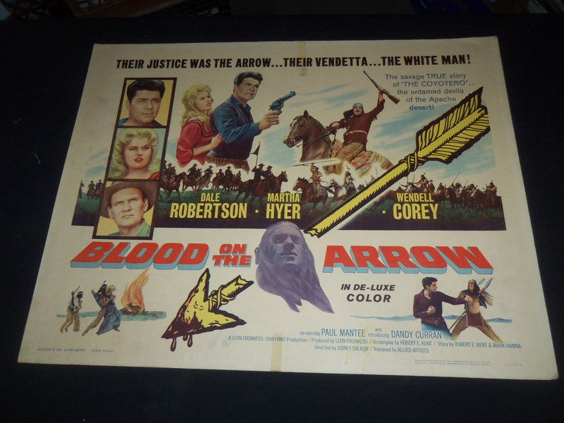 1964 BLOOD ON THE ARROW 1/2 SHEET MOVIE POSTER - DALE ROBERTSON - P 475