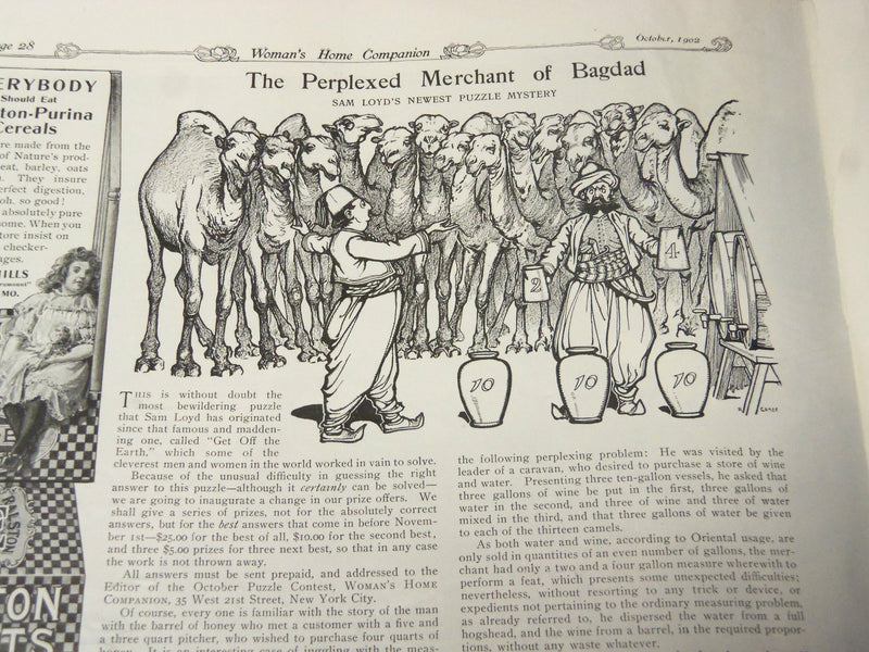 1902 OCTOBER WOMAN'S HOME COMPANION MAGAZINE - SAM LOYD PUZZLES - ST 3901