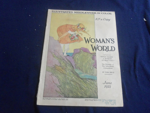 1922 JUNE WOMAN'S WORLD MAGAZINE - ILLUSTRATED NEEDLEWORK IN COLOR - SP 6749H