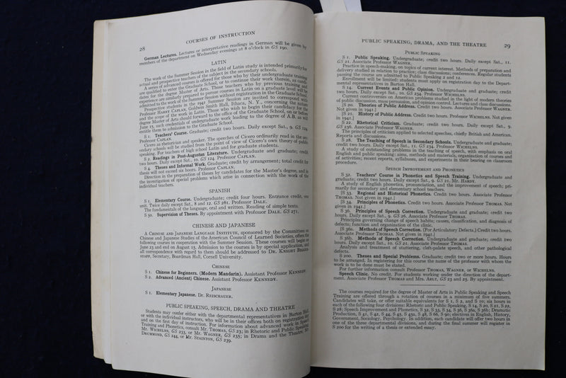 1941 CORNELL UNIVERSITY SUMMER SESSION ANNOUNCEMENT SOFTCOVER BOOK - K 1419