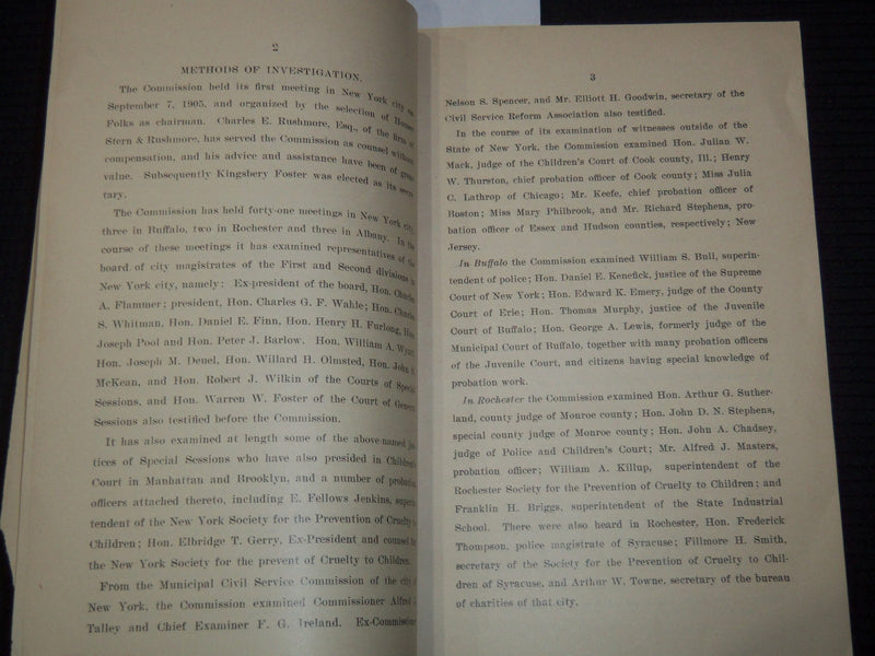 1906 NEW YORK PROBATION COMMISSION REPORT- LAWS OF 1905 - ALBANY - K 3099