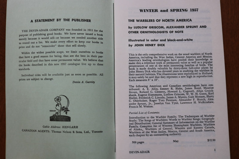 1957 BOOKS OF THE DEVIN-ADAIR COMPANY BOOK LIST SOFTCOVER BOOK - K 3170