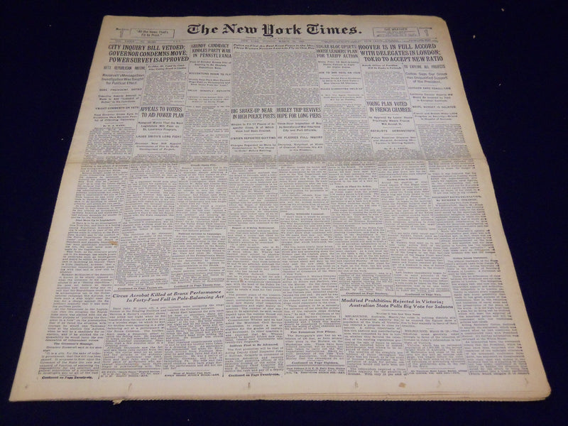 1930 MARCH 30 NEW YORK TIMES - POLICE ON FIRST AIR BEAT - NT 3914