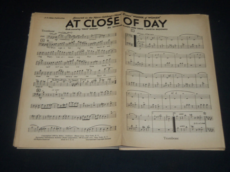 1929 AT CLOSE OF DAY - WONDER OF WOMEN MUSIC FOLIO - LEWIS STONE - J 5659