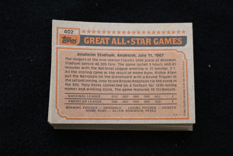 ANDRE DAWSON ALL STAR 1983 TOPPS BASEBALL CARDS- #402 - NM-MT - LOT OF 30 - #115