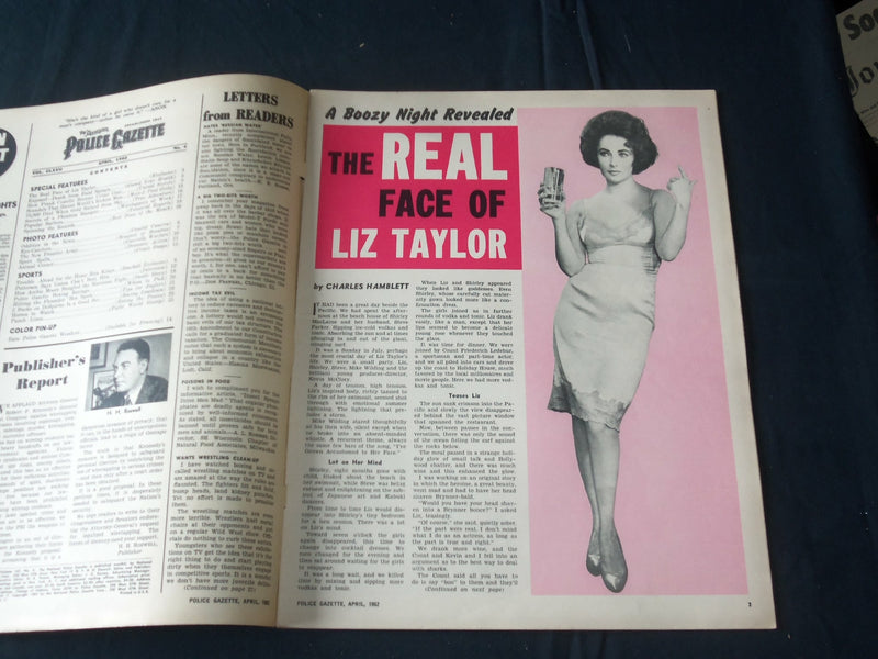 1962 APRIL THE NATIONAL POLICE GAZETTE MAGAZINE - ELIZABETH TAYLOR - B 5713