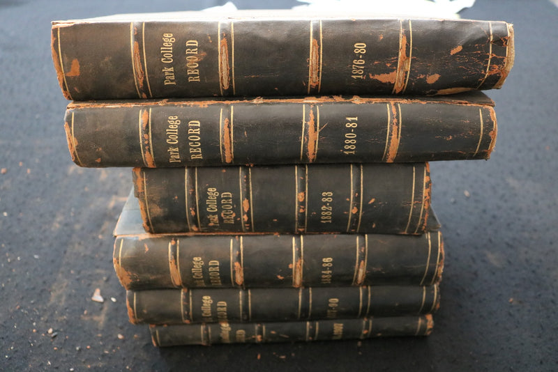 1876-1907 PARK COLLEGE RECORD WEEKLY RECORD HARDCOVER BOOKS - 6 VOLUMES -KD 9575